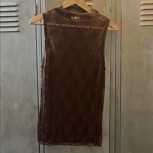 Elegant Brown Lace Tank Top